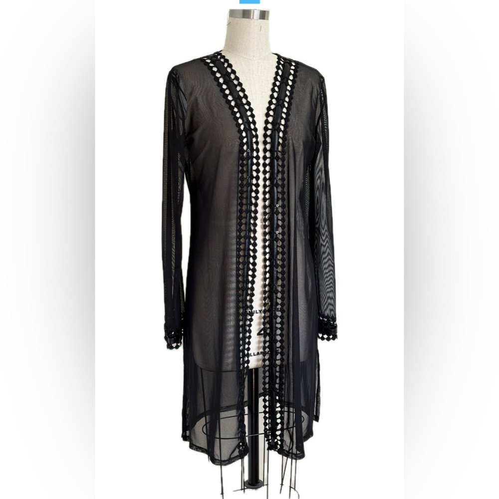 Sagaie France black cover-up, delicate leather ,open front Elegant, lightweight